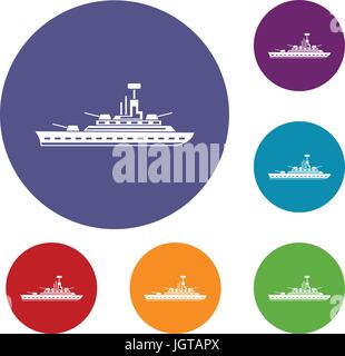 Military warship icons set Stock Vector