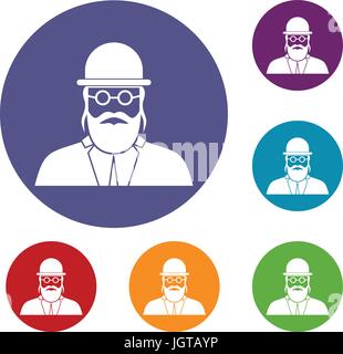 Orthodox jew icons set Stock Vector