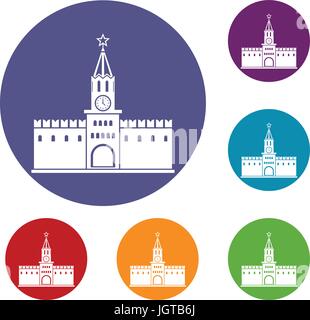 Russian kremlin icons set Stock Vector