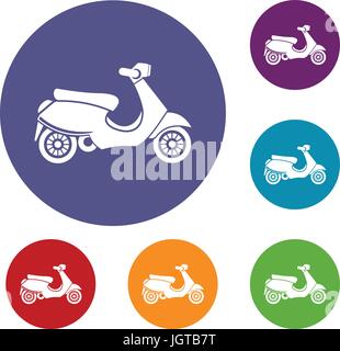 Vespa scooter icons set Stock Vector