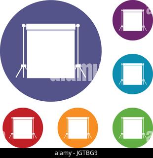 Studio backdrop icons set Stock Vector