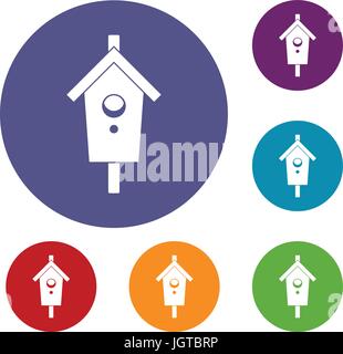 Birdhouse icons set Stock Vector