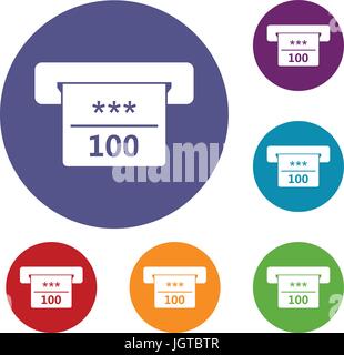 Winning cheque in casino icons set Stock Vector