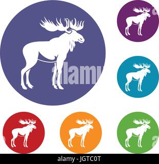 Moose icons set Stock Vector