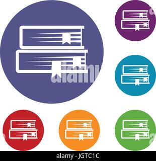 Two books white flat icons on color rounded square backgrounds. 6 bonus ...