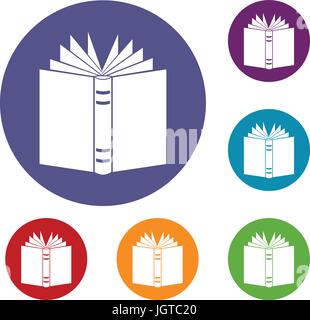 Open thick book icon circle Stock Vector Image & Art - Alamy