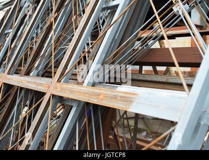 Close-up view of reinforcement steel bars. Stock Photo