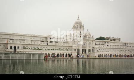 Amritsar, India - Jul 25, 2015. The white mable palace at the Golden Temple in Amritsar, India. Stock Photo