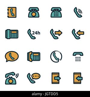 Vector flat telephone icons set on white background Stock Vector