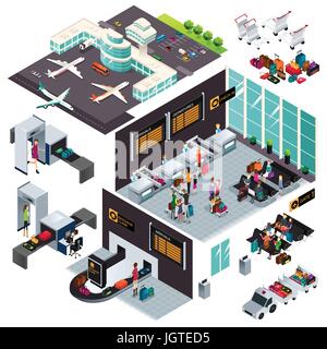A vector illustration of Isometric Design of an Airport Stock Vector
