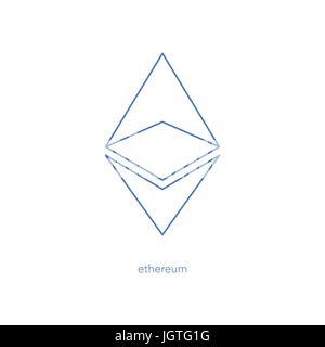 isolated ethereum linear icon. vector, cryptocurrency logo design. ether virtual coin logotype. blockchain tecnology based digital money symbol Stock Vector