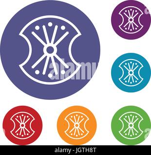 Wooden shield icons set Stock Vector