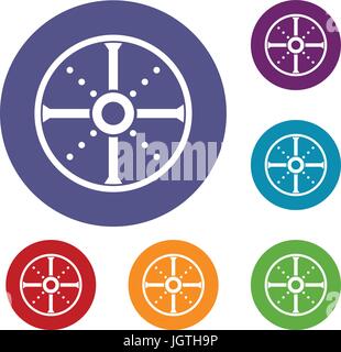 Round shield icons set Stock Vector