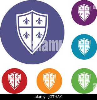 Royal shield icons set Stock Vector