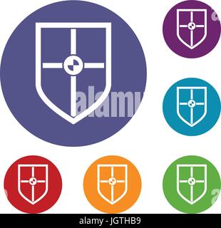 Shield for fight icons set Stock Vector