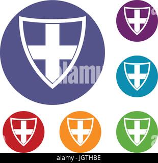 Shield for protection icons set Stock Vector
