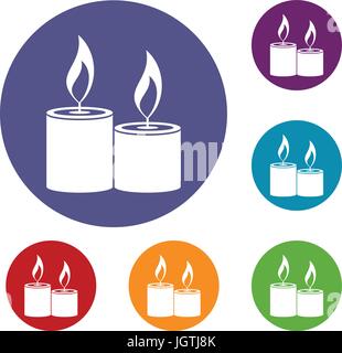 Aromatic candles icons set Stock Vector