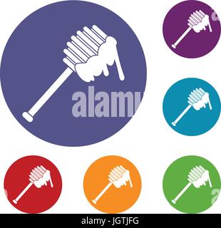 Honey spoon icons set Stock Vector