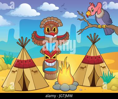 Native American campsite theme image 2 - eps10 vector illustration. Stock Vector