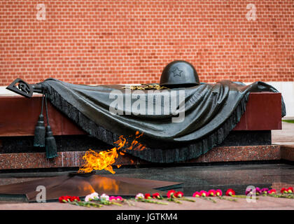Changing of the Honor Guard Ceremony at the Eternal Flame and Tomb of the Unknown Soldier in Moscow, Russia. Stock Photo