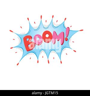 Lettering Boom, bomb. Comic text sound effects. Vector bubble icon speech phrase, cartoon exclusive font label tag expression, sounds illustration Stock Vector