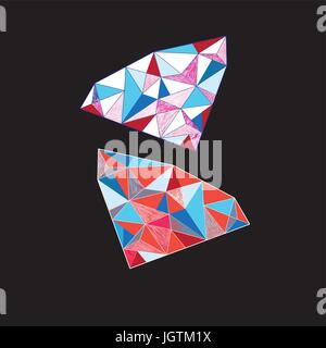 Vector geometric abstract crystals on a black background Stock Vector