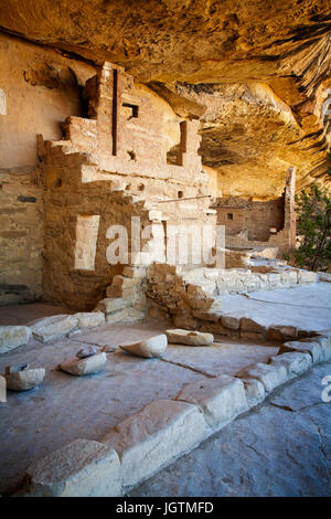 Balcony House sits high above the valley floor in Mesa Verde National Park, Colorado. Stock Photo