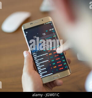 Close up of businessman using mobile smart phone. Stock Photo