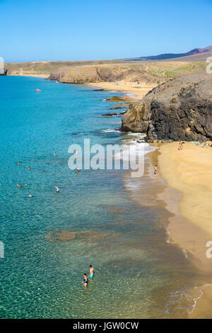 Playa de la Cera, one of six Papagayo beaches at Punta Papagayo, Monumento Natural de Los Ajaches, Playa Blanca, Lanzarote, Canary islands, Europe Stock Photo