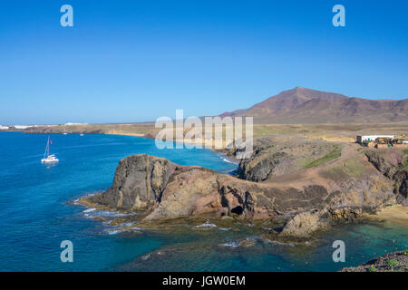 Punta Papagayo, Playa de Papagayo at Playa Blanca, Lanzarote island, Canary islands, Spain, Europe Stock Photo