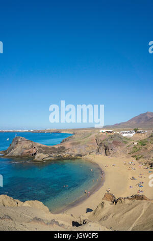 Playa de Papagayo, one of six Papagayo beaches at Punta Papagayo, Playa Blanca, Lanzarote island, Canary islands, Spain, Europe Stock Photo