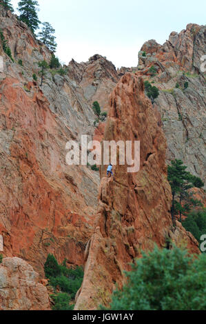 Rock climber at Garden of the Gods, Colorado Springs, Colorado, USA