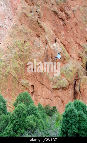 Rock climber at Garden of the Gods, Colorado Springs, Colorado, USA