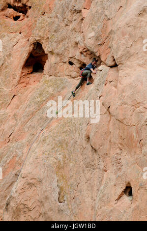 Rock climber at Garden of the Gods, Colorado Springs, Colorado, USA