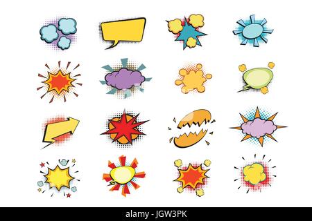 set of colored comic book bubbles isolated on white background Stock Vector