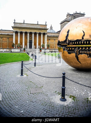 Golden Ball sculpture in courtyard of Vatican Museum Stock Photo