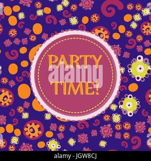 It is a Party time! Vector seamless pattern with hand drawn Doodle elements. Festive background for birthday party. Stock Vector