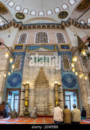 ISTANBUL, TURKEY - MAY 05, 2017: Interior view of domes and ceilings of Suleymaniye mosque, largest mosque of Istanbul was built in 1550-1580 by desig Stock Photo