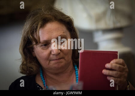 Rome, Italy. 10th July, 2017. Conference “The Poison at the gates'. The risks to food, health and environment dedicated to the impact of the free trade treaties, such as the CETA promoted by the Esclab Association; the Indian activist and scientist Vandana Shiva. Credit: Andrea Ronchini/Pacific Press/Alamy Live News Stock Photo