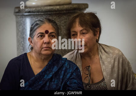 Rome, Italy. 10th July, 2017. Conference “The Poison at the gates'. The risks to food, health and environment dedicated to the impact of the free trade treaties, such as the CETA promoted by the Esclab Association; the Indian activist and scientist Vandana Shiva. Credit: Andrea Ronchini/Pacific Press/Alamy Live News Stock Photo