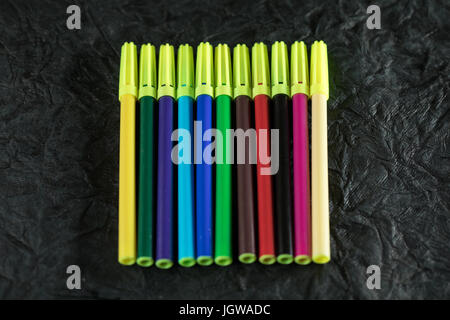 Set Bright Red Markers On White Stock Photo 2254359165