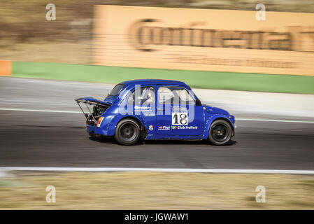 Italian Bicilindriche Cup, Fiat 500 racing car in action during the race blurred motion Stock Photo