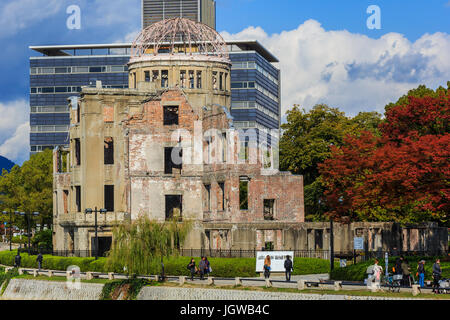 Hiroshima Peace Memorial (Genbaku Dome) in Hiroshima Peace Memorial Park in Japan Stock Photo