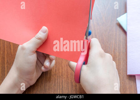 Childrens Hands Cut Out Red Paper Stock Photo 776653366
