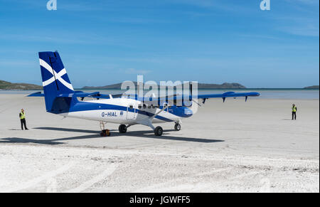 Twin otter aircraft, Barra Airport Stock Photo