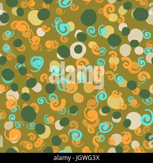 All-over Primitive style ditzy seamless Print of different blobs blots and dots. Pattern for textile,wrapping paper, cover,invitation and so on. Stock Vector