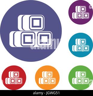 Hay bundles icons set Stock Vector