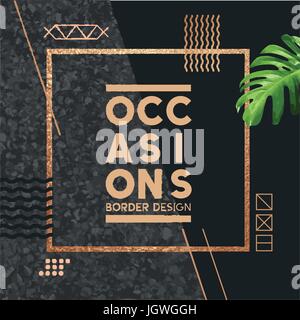 Copper and Concrete Design Border with decorations. Vector illustraion Stock Vector