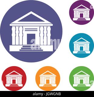 Colonnade icons set Stock Vector
