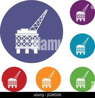 Oil platform icons set Stock Vector